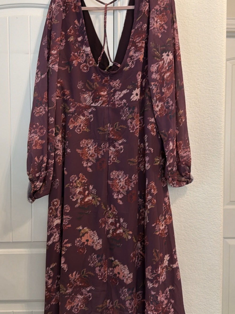 Joyfolie Plum Floral Crystal High-Low Maxi Dress, Sz XXL NWT